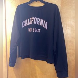 SHEIN Black California West Coast Long Sleeve Cropped Tee